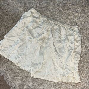 cream silk shorts